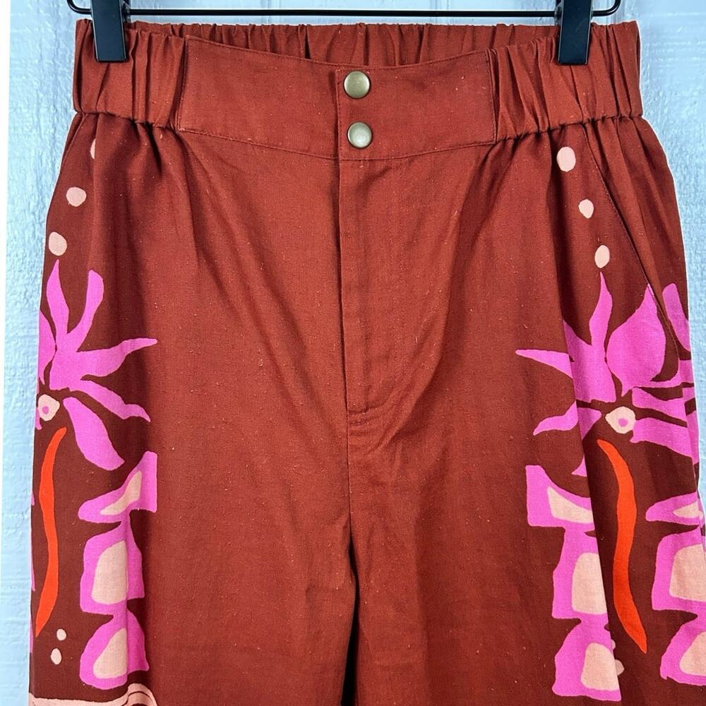 Crosby by Mollie Burch XS Tropical Palm Print Linen Blend Pants Boho - Picture 3 of 11